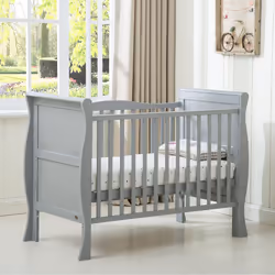 MCCÂ®  BABY BED Solid Wooden Cot bed Savannah Sleigh Cotbed & Water Repellent Mattress - Grey