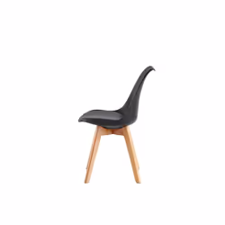 MCC Dining Chairs with Wooden Legs Soft Cushion Pad Stylish DELUXE Retro EVA - Black, 4