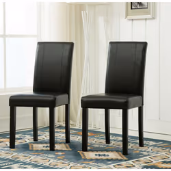 MCC Set of 2 Faux Leather Dining Chairs For Home & Commercial - Black