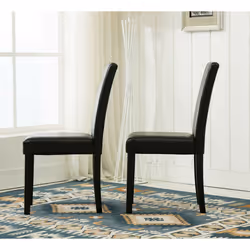 MCC Set of 2 Faux Leather Dining Chairs For Home & Commercial - Black