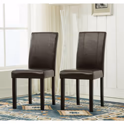 MCC Set of 2 Faux Leather Dining Chairs For Home & Commercial - Brown