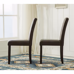 MCC Set of 2 Faux Leather Dining Chairs For Home & Commercial - Brown