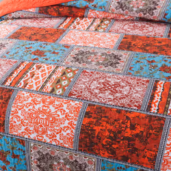 NEWLAKE Cotton Bedspread Quilt Sets-Reversible Patchwork Coverlet Set  Mediterranean Classic Bohemian Pattern King Size