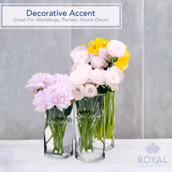 Royal Imports Glass Cylinder Flower Centerpiece Vases Set of 3 - Hurricane Candle Holder for Pillar, Floating, Tealights - Use for Floral, Wedding Tab