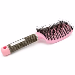 Vented Curved Boar Bristle Hair Brush Paddle Brush for Blow Drying Anti-frizz Detangling Brush Styling Hairbrush Comb for Cu ...