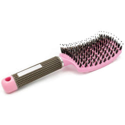 Vented Curved Boar Bristle Hair Brush Paddle Brush for Blow Drying  Anti-frizz Detangling Brush Styling Hairbrush Comb for Curly Fine Wavy Natural Tan