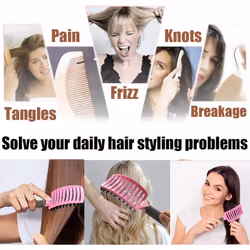 Vented Curved Boar Bristle Hair Brush Paddle Brush for Blow Drying  Anti-frizz Detangling Brush Styling Hairbrush Comb for Curly Fine Wavy Natural Tan