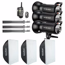 3x Godox SK400II 400Ws Studio Flash Strobe Light+Trigger+Softbox Kit