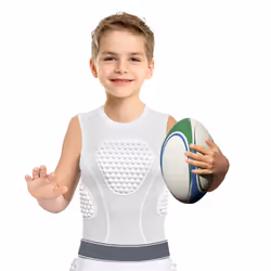 Cabasse Youth Padded Protective Shirt  Chest Rib Protector Heart Guard Sternum Shirt for Football Paintball Baseball (White  Large)