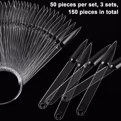 Kinjoek 8 Set Total 400 Pointed Tips Clear Nail Swatches Sticks Nail Art Supplies Practice Display Board for Nail Art Polish Display and Home DIY tran