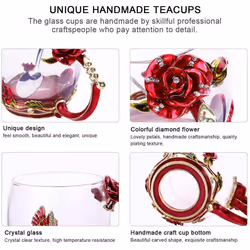 evecase Enamels free Glass Coffee Mugs Tea Cup with Steel Spoon Set
