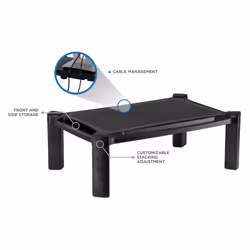 Mount-It! Desktop Computer Monitor Riser - Height Adjustable Tabletop Stand Shelf for PC and Laptop Displays and Printers  19 x 13 Inch  6.6  High  Bl