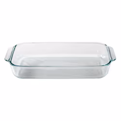 Pyrex Basics 3 Quart Glass Oblong Baking Dish with Red Plastic Lid -9 inch x 13 inch x 2 inch - Original Genuine Pyrex - Made in the USA