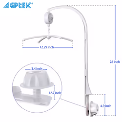 Baby Crib Mobile Bed Bell Holder Arm Bracket Wind-Up Music Box Holder Baby Bed Stent Set Nut Screw 28 Inch