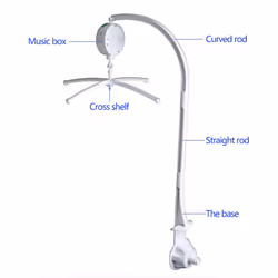 Baby Crib Mobile Bed Bell Holder Arm Bracket Wind-Up Music Box Holder Baby Bed Stent Set Nut Screw 28 Inch