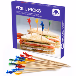 BLUE TOP Wood Frill Picks Frill Toothpicks 4 Inch Pack 1000,Decorative wood toothpicks,Cocktail Party Toothpicks for Fruit,Ap ...