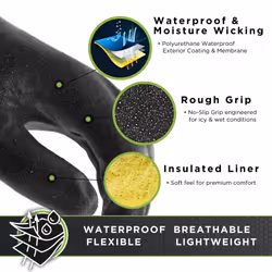 SHOWA 282-02 Waterproof Breathable Insulated Winter Snow Sports Glove with Extended Cuff  XX-Large (1 Pair)  Black