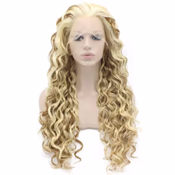 Two Tone Blonde Mix Curly Lace Front Synthetic Wig Natural Stylish Fiber Blond Curly Wig At Mxangel