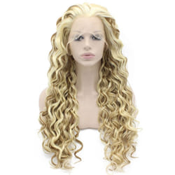 Two Tone Blonde Mix Curly Lace Front Synthetic Wig Natural Stylish Fiber Blond Curly Wig At Mxangel