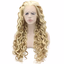 Two Tone Blonde Mix Curly Lace Front Synthetic Wig Natural Stylish Fiber Blond Curly Wig At Mxangel