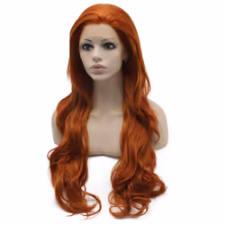 Mxangel Long Wavy Reddish Blonde Synthetic Lace Front Wig