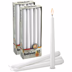 BOLSIUS 20 Count Unscented 10 Inch White Household Taper Candles - 8 Hours Burning Time - Premium European Quality - Smokeles ...