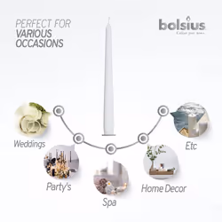 BOLSIUS 20 Count Unscented 10 Inch White Household Taper Candles - 8 Hours Burning Time - Premium European Quality - Smokeless Dripless Candlesticks -