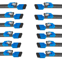 SATA Cable III, 12 Pack SATA Cable III 6Gbps Straight HDD SDD Data Cable with Locking Latch 18 Inch for SATA HDD, SSD, CD Driver, CD Writer