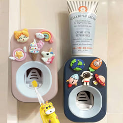 Automatic Kid Toothpaste Dispenser Wall Mounted for Bathroom Toothpaste Squeezer for Kids & Family Shower by Mr. Thumbs 2pc Astronaut& Unicorn