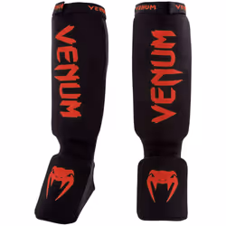 Venum Kontact Shinguards - BlackRed  One Size