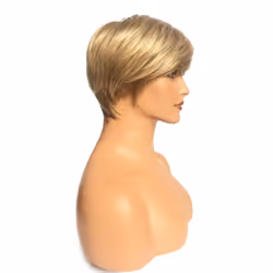 Royalfirst Short Blonde Wig with Bangs Pixie Cut Layered Wigs for Wome