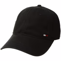 Tommy Hilfiger Mens Cotton Billy Adjustable Flap Baseball Cap Black