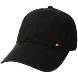Tommy Hilfiger Mens Cotton Billy Adjustable Flap Baseball Cap  Black