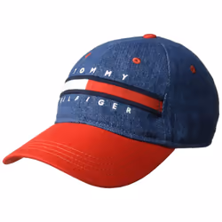 Tommy Hilfiger Men's Dad Hat Avery  Denim/Racing Red  O/S