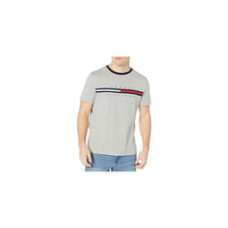 Tommy Hilfiger mens Short Sleeve Logo T-shirt T Shirt  grey Heather  M