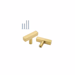 Brushed Brass Cabinet Knobs Drawer Pulls Furniture Hardware - Goldenwarm LS1212GD Square Gold Kitchen Drawers Cabinet Door Ha ...