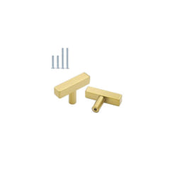 Brushed Brass Cabinet Knobs Drawer Pulls Furniture Hardware - Goldenwarm LS1212GD Square Gold Kitchen Drawers Cabinet Door Handle Bathroom Cabinet