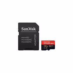 SanDisk Extreme Pro 128GB microSDXC Memory Card + SD Adapter with A2 App Performance + Rescue Pro Deluxe 170MB/s Class 10, UHS-I, U3, V30