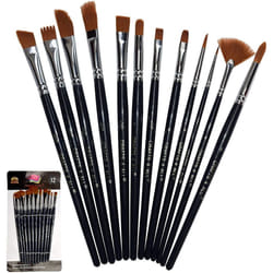 Crafts 4 All Paint Brush Set - Set of 12, Round & Pointed Tip Nylon Hair Artist Paint Brushes for Acrylic, Watercolour, & Oil Painting - Gifts for