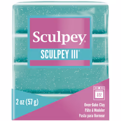 Sculpey III Oven-Bake Clay 2oz-Turquoise Glitter S302-574