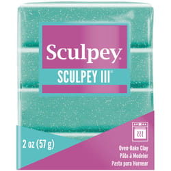Sculpey III Oven-Bake Clay 2oz-Turquoise Glitter S302-574