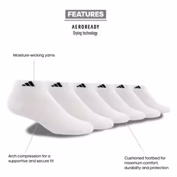 adidas mens Athletic Cushioned (6-pair) Low Cut Sock  White/Black  Lar