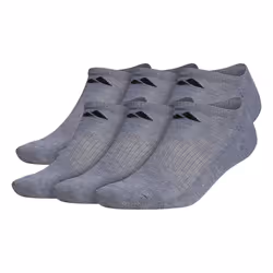adidas Men's Athletic Cushioned No Show Socks with Arch Compression for a Secure fit 6-Pair  Heather Grey/Black  Large