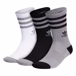 adidas Originals Men's Originals Roller 3-Pack Crew  Light Onix Grey/Black/White  Large