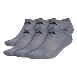 adidas Men's Athletic Cushioned No Show Socks with Arch Compression for a Secure fit 6-Pair  Heather Grey/Black  X-Large