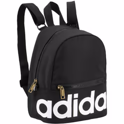 adidas Linear Mini Backpack Small Travel Bag Black/White/Gold 10.5 inch x8.5 inch x5 inch
