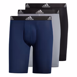 adidas Men's Performance Long Boxer Brief Underwear (3-Pack) Black/Gr