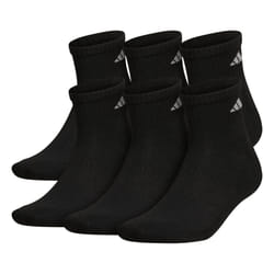 adidas Mens Athletic cushioned Quarter Socks (6-Pair)  BlackAluminum 2