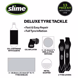 Slime 20495 Deluxe Tire Tackle: Bike Tube Repair & Inflation Kit