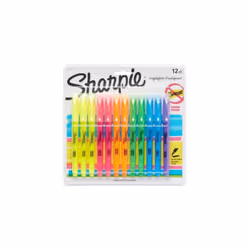 Sharpie Pocket Highlighters, Chisel Tip, Fluorescent Colors, 12 Count